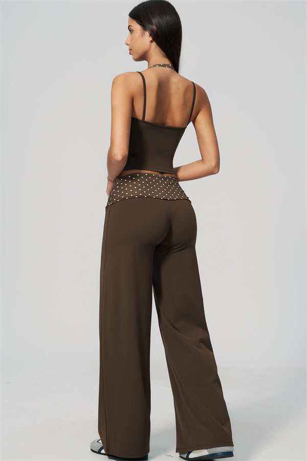 Enliven 2-delige set: mouwloze top met halternek en broek met rechte pijpen