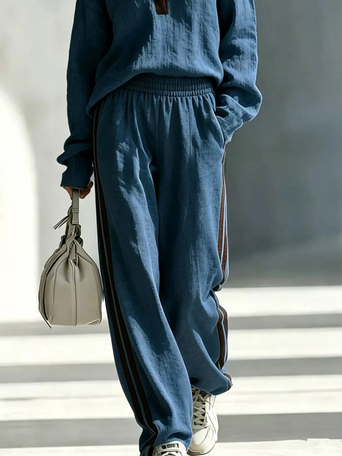 Long Sleeve Top and Side-Striped Joggers Set  Shop One Place