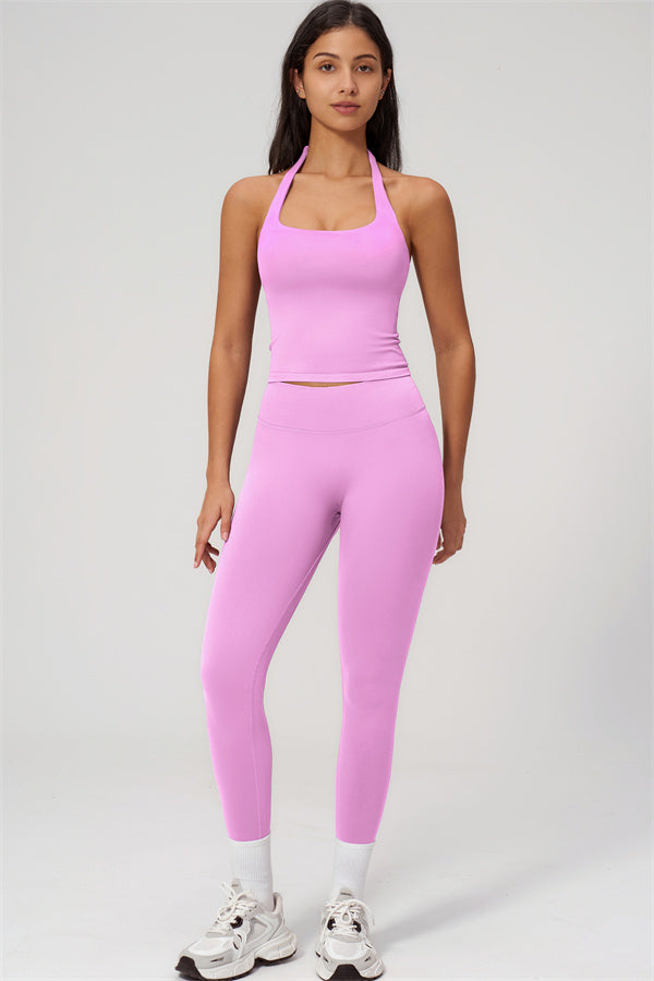 Conjunto Empower de 2 piezas: top corto halter y leggings