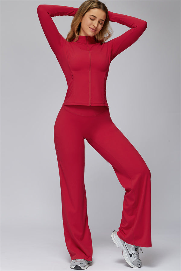 Conjunto de 2 piezas FlexCore Pure: chaqueta con cremallera y leggings acampanados