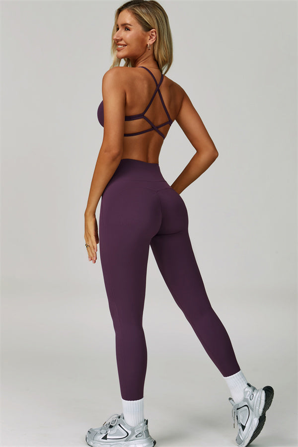 Sportliches, gewagtes 2-teiliges Set mit Racerback-BH und Leggings