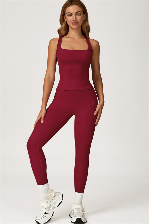 Conjunto de 2 piezas Glacier con top corto de tirantes y leggings