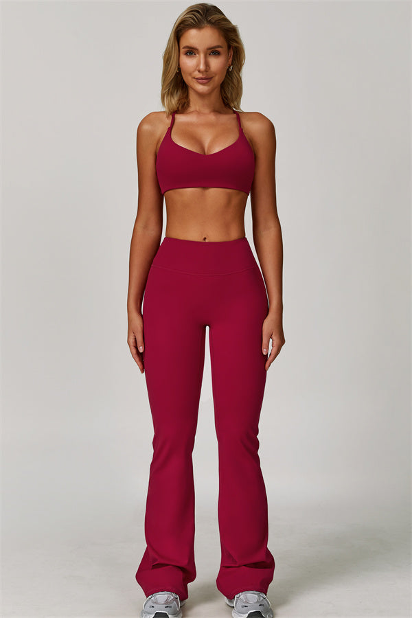 Conjunto Refresh de 2 piezas: sujetador deportivo y leggings acampanados
