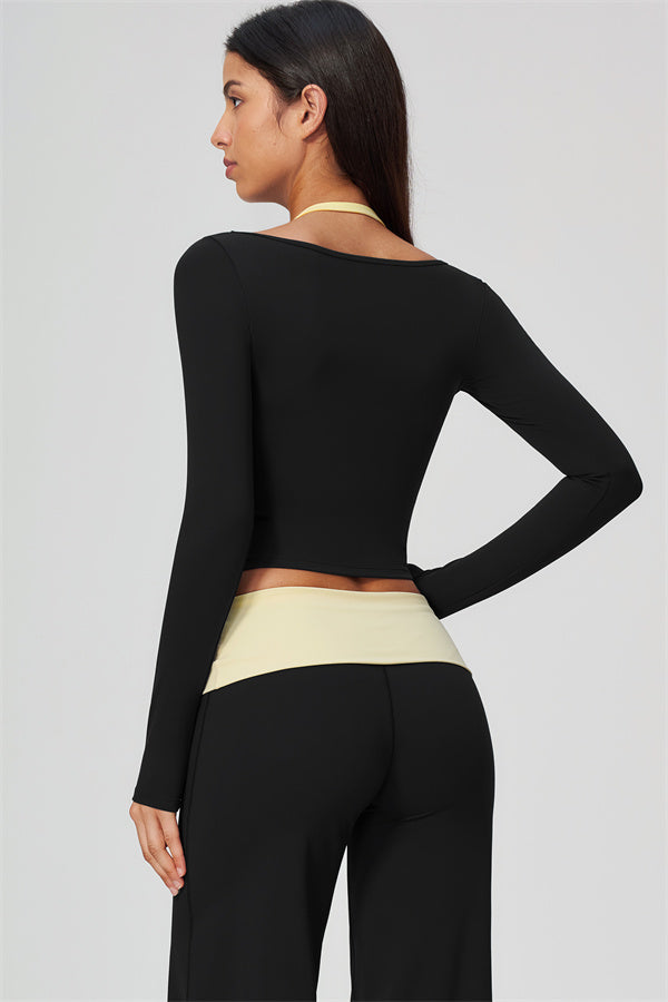 Conjunto de 2 piezas Cascade: camiseta de manga larga y pantalones de pierna recta con bloques de color