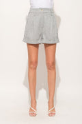 And The Why Shorts de rayas finas de cintura alta con dobladillo vuelto