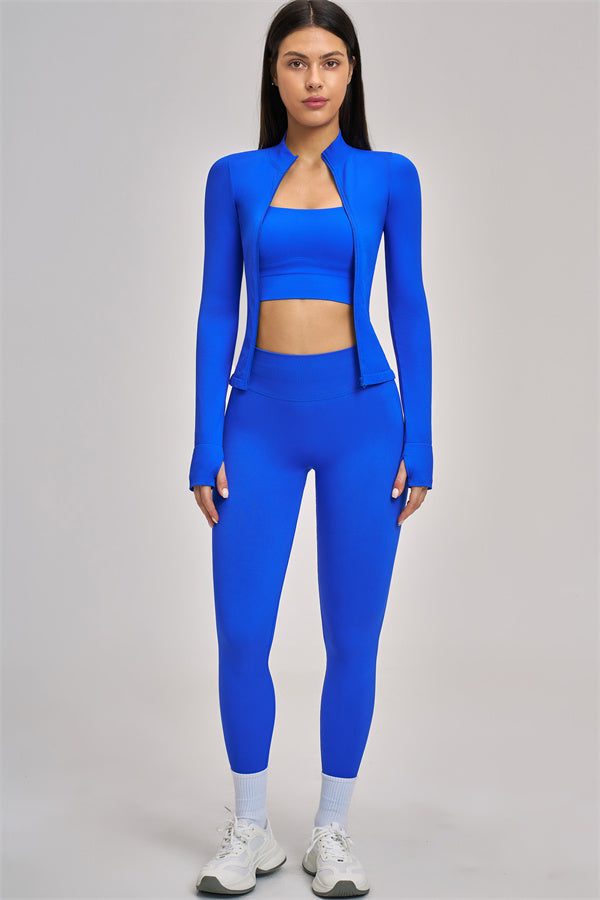 Conjunto de 3 piezas Vision: chaqueta, sujetador deportivo y leggings