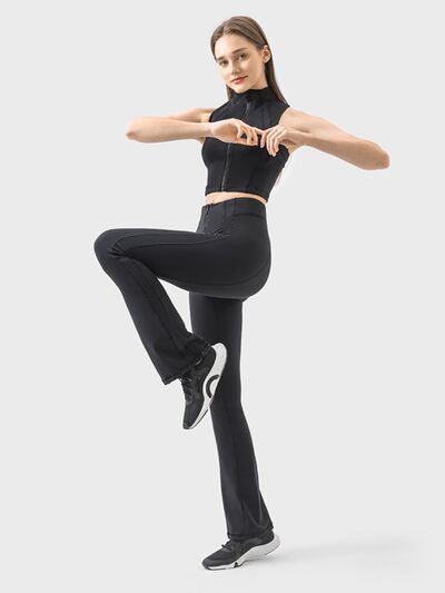 Pantalones deportivos de cintura alta con detalle de cremallera