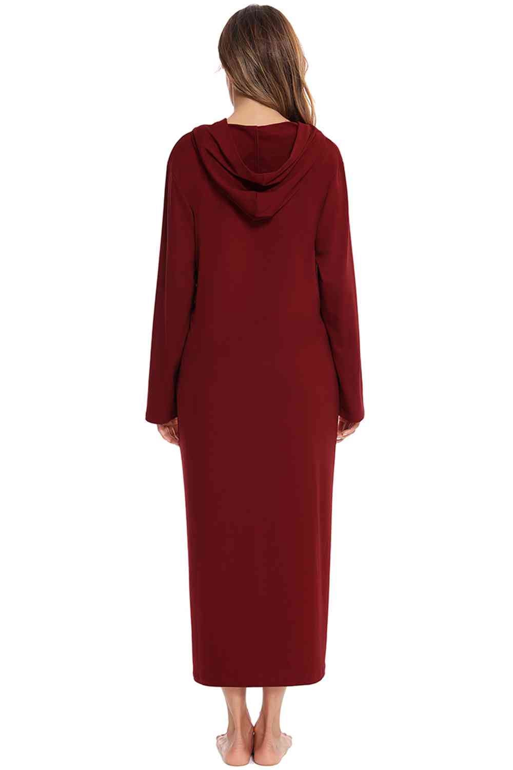 Zip Front Hooded Night Dress with Pockets  Shop One Place
