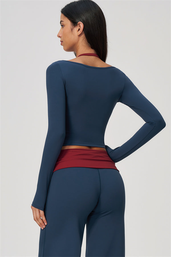 Conjunto de 2 piezas Cascade: camiseta de manga larga y pantalones de pierna recta con bloques de color