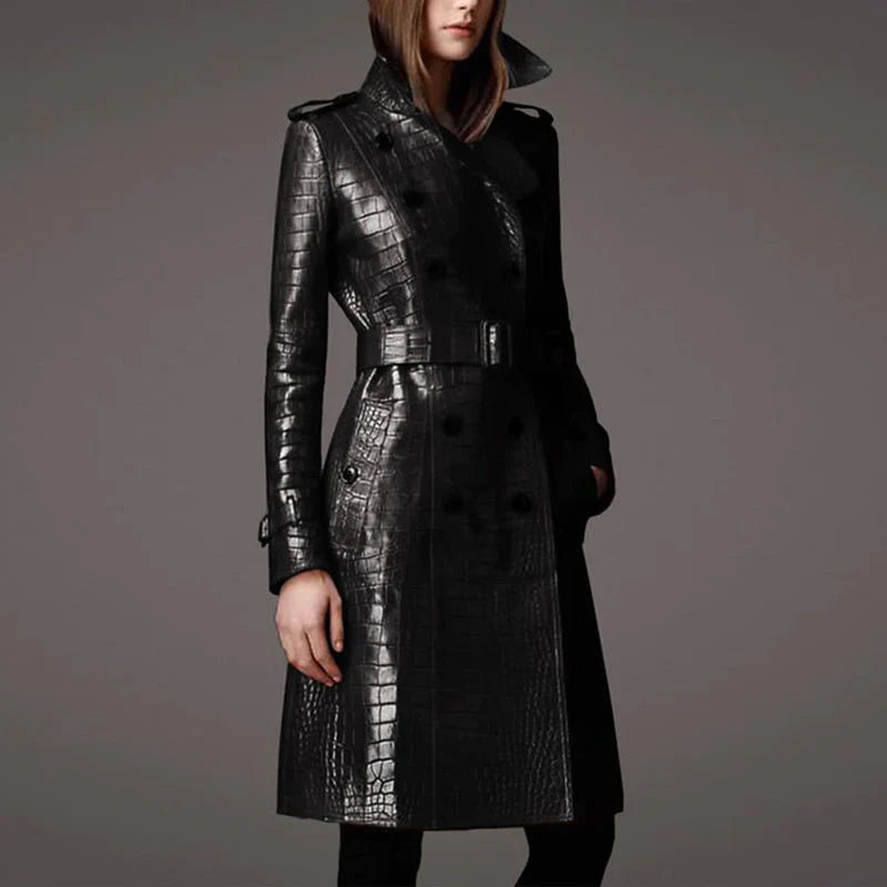 Gabardina de cuero elegante