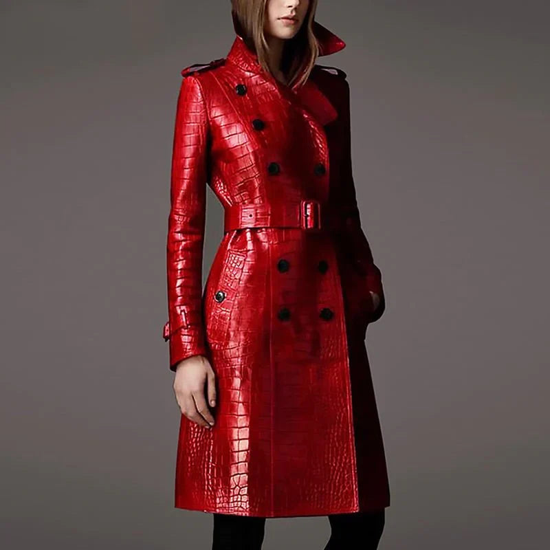 Gabardina de cuero elegante