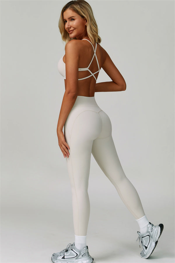 Sportliches, gewagtes 2-teiliges Set mit Racerback-BH und Leggings