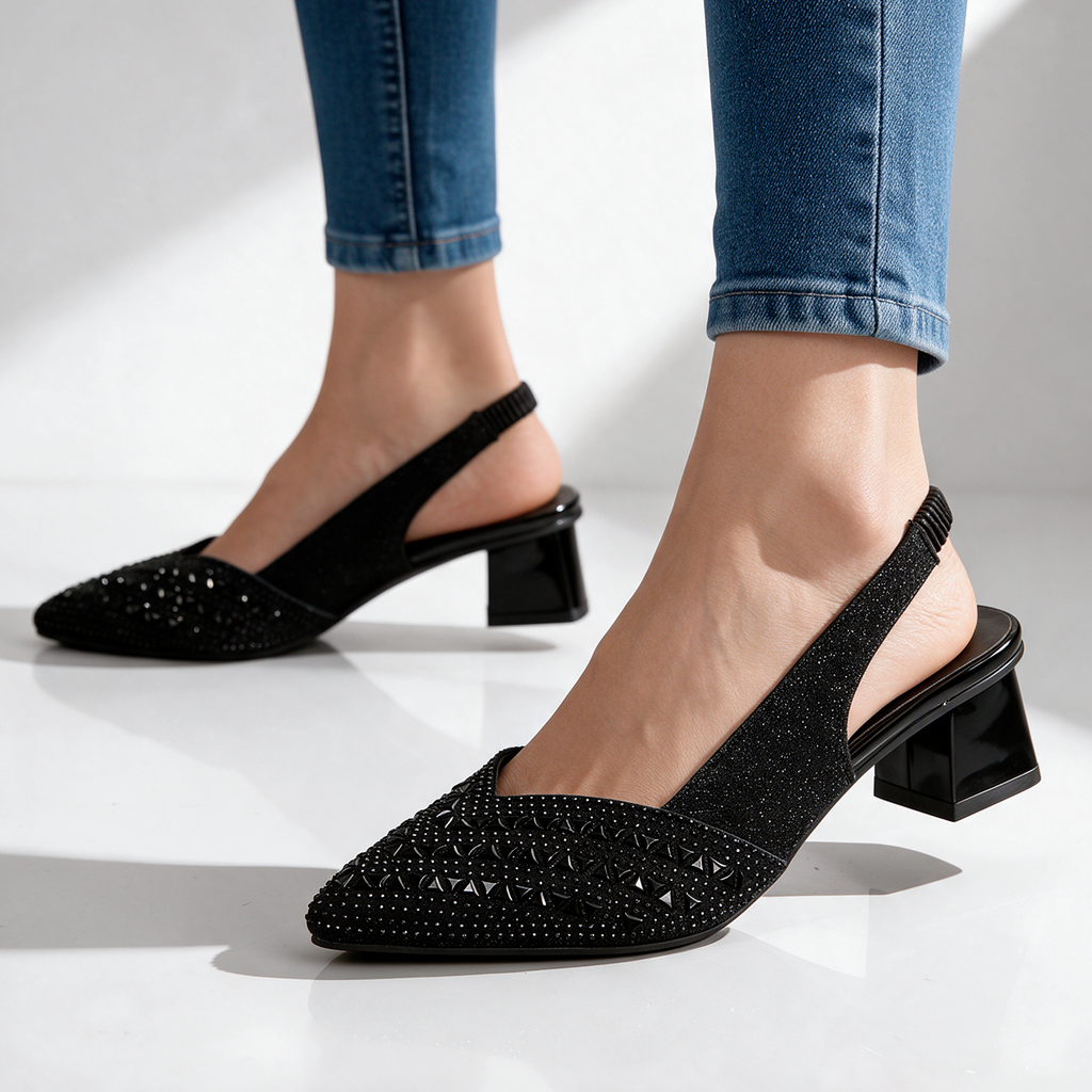 Noelle, zapatos destalonados con brillo