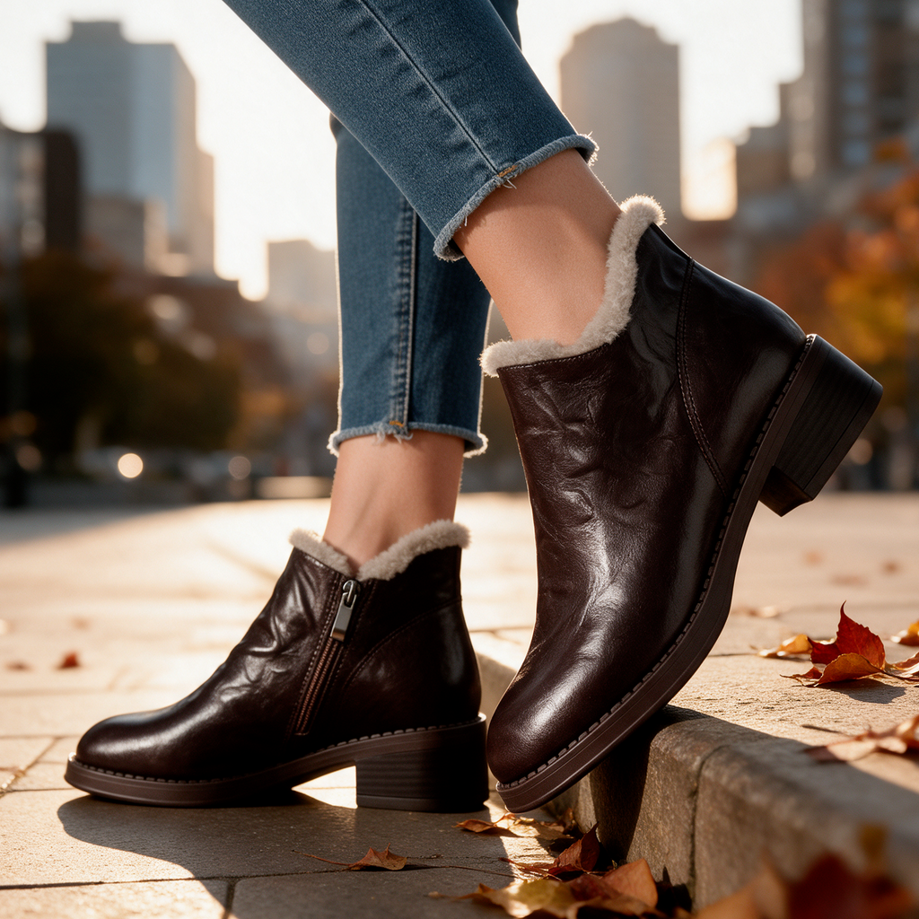 Botines Cotswold de terciopelo y piel de oveja