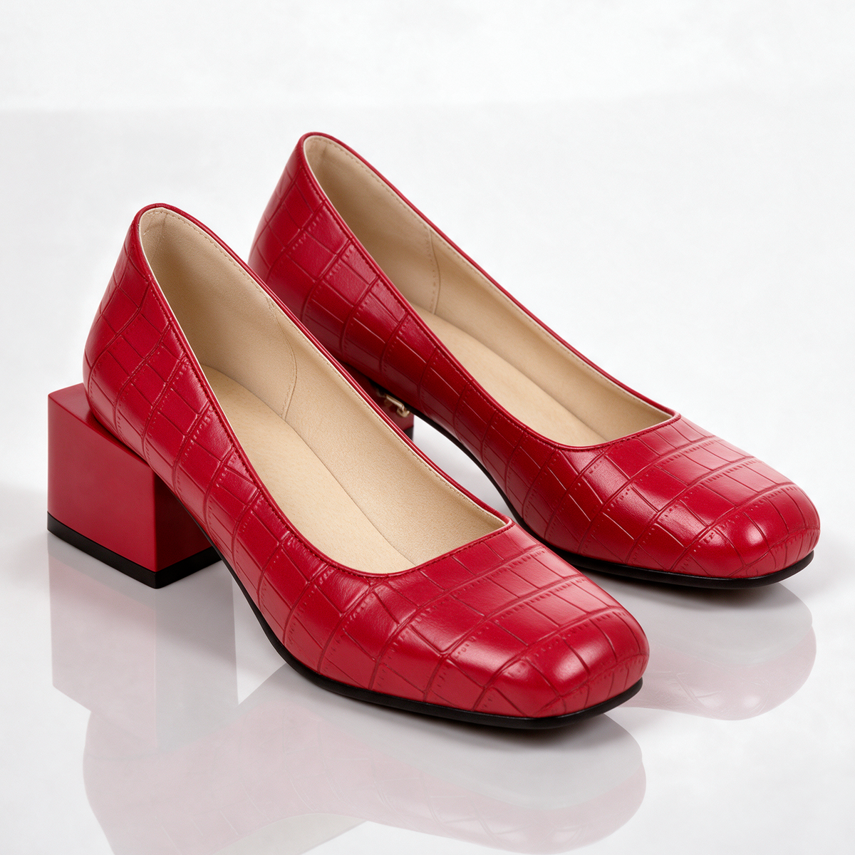 Florence Krokodil-Leder-Blockabsatzschuhe