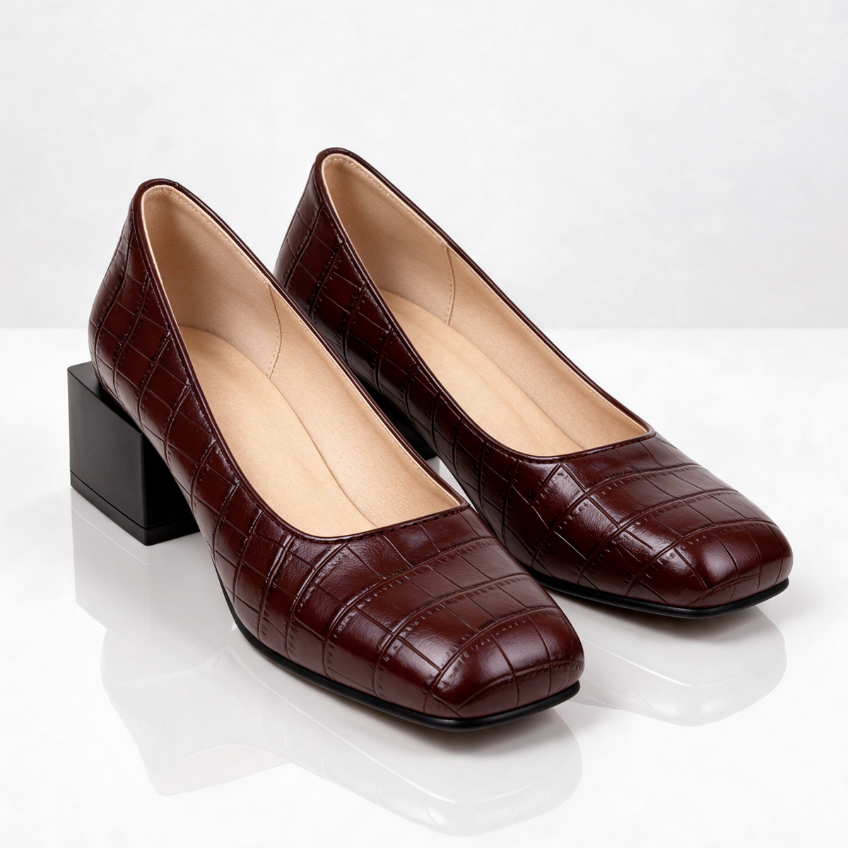 Florence Krokodil-Leder-Blockabsatzschuhe