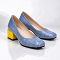 Tacones de bloque de piel de cocodrilo Florence