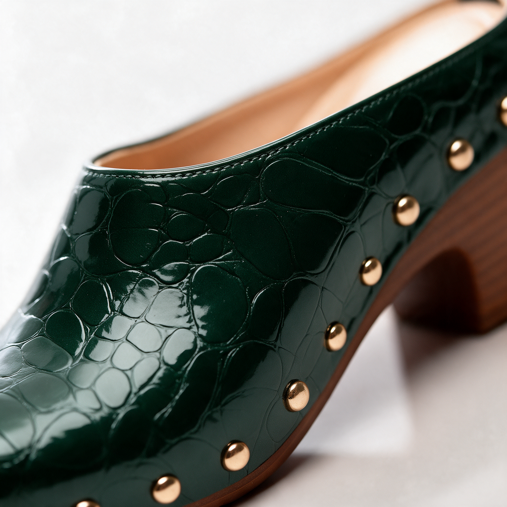 Mules Sutton con tachuelas efecto cocodrilo