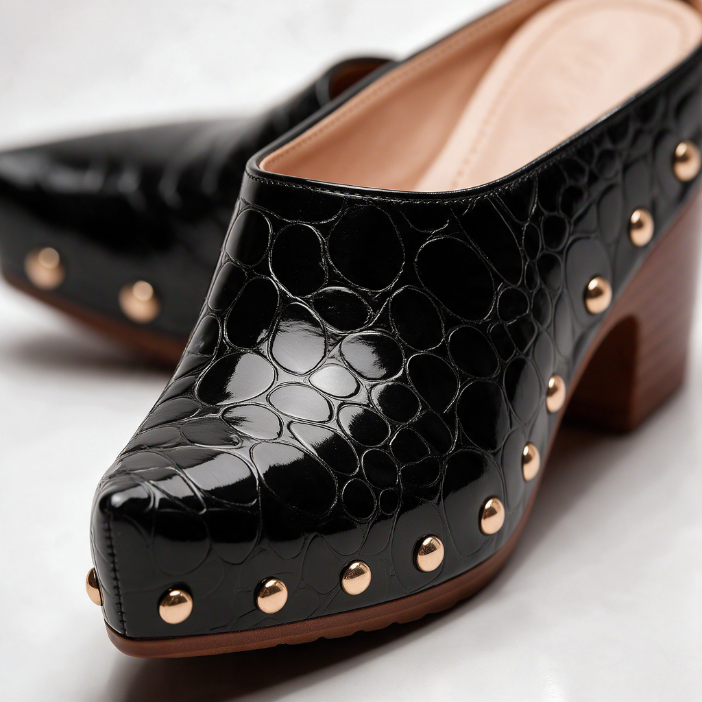 Mules Sutton con tachuelas efecto cocodrilo