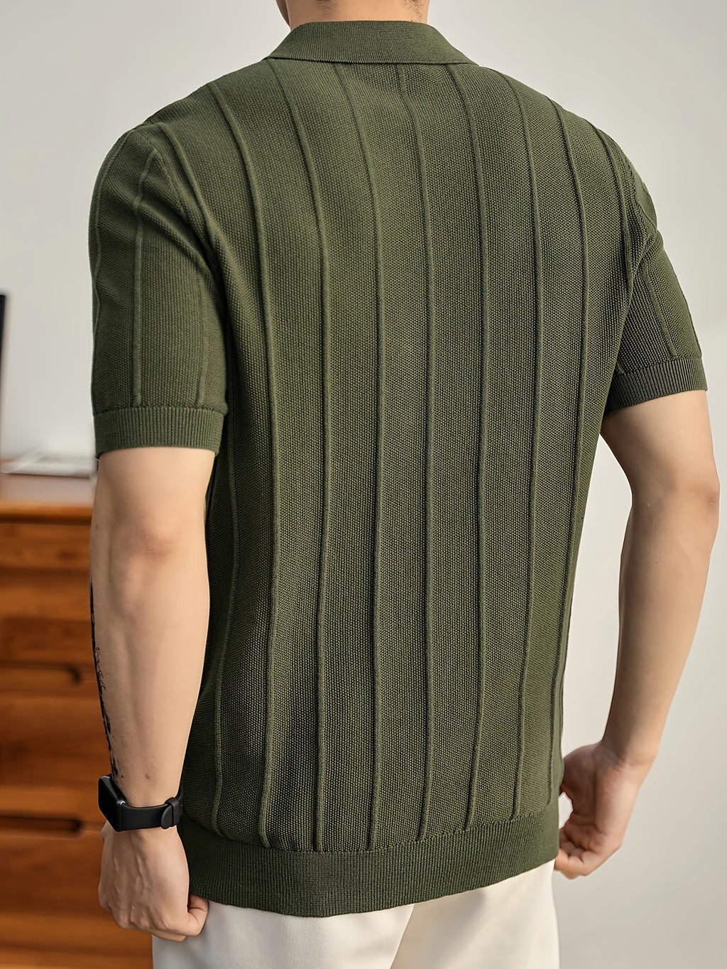 Leo getextureerd gebreid poloshirt