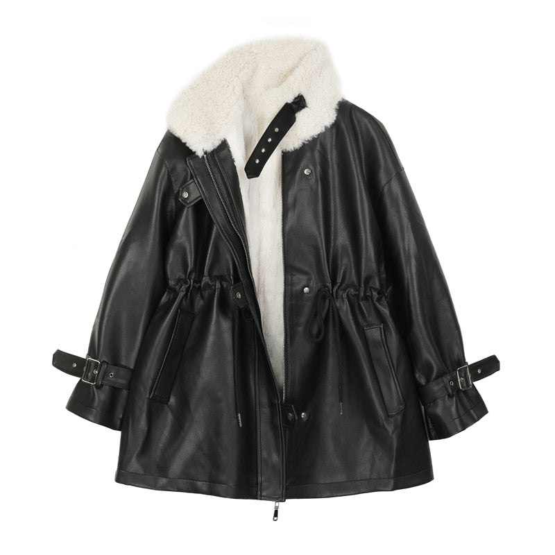Chaqueta de cuero y lana