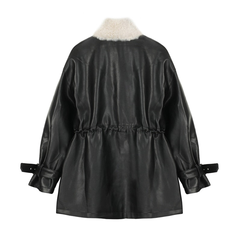 Chaqueta de cuero y lana