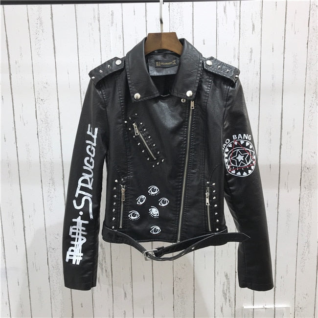 Chaqueta de cuero Sophia con remaches