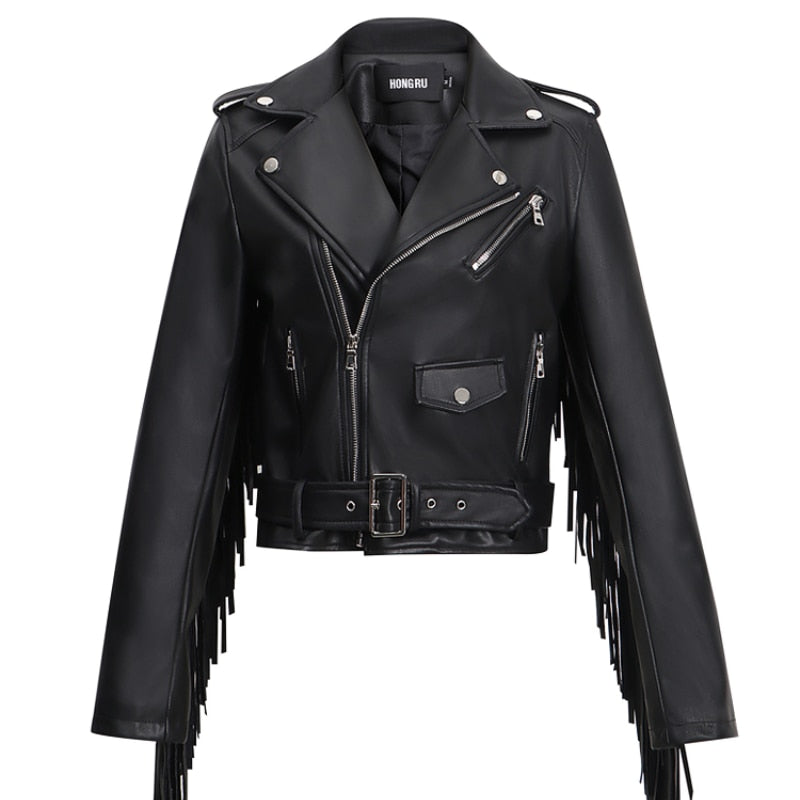 Chaqueta de cuero Ellen con flecos