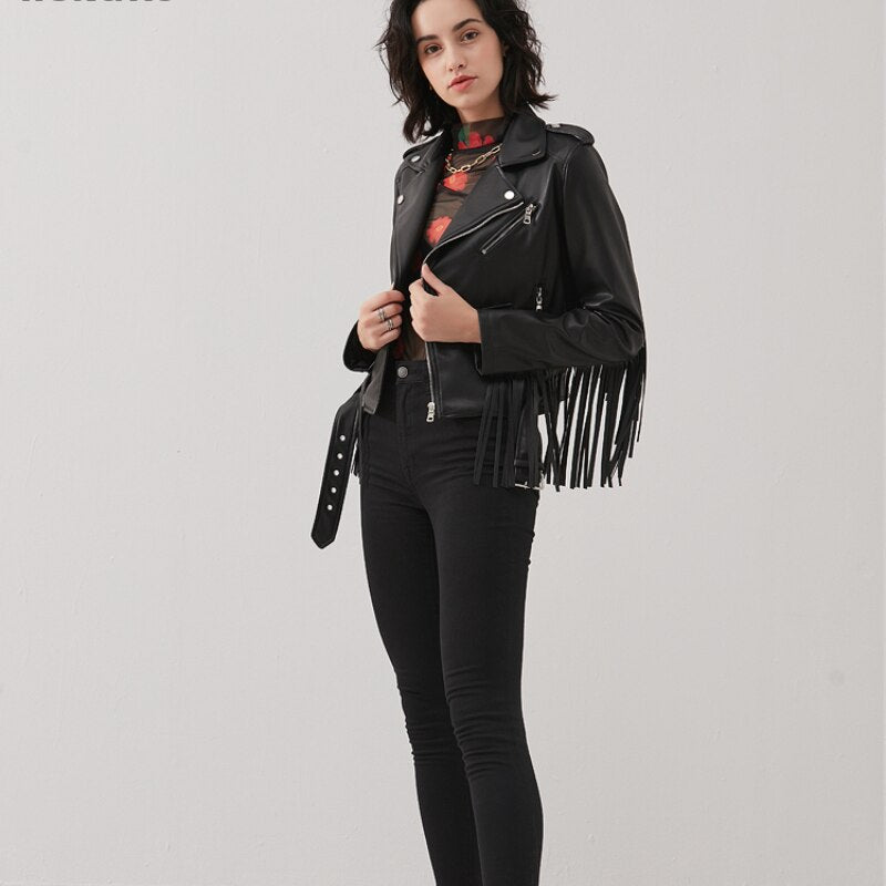Chaqueta de cuero Ellen con flecos