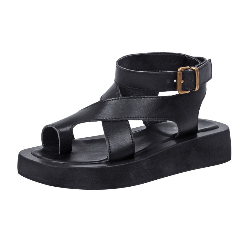 Sandalias de cuero genuino con tira para el dedo