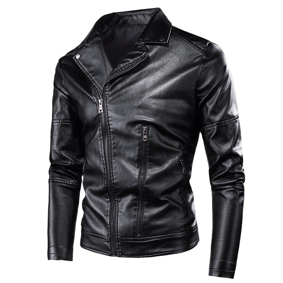 Chaqueta de cuero estilo motociclista