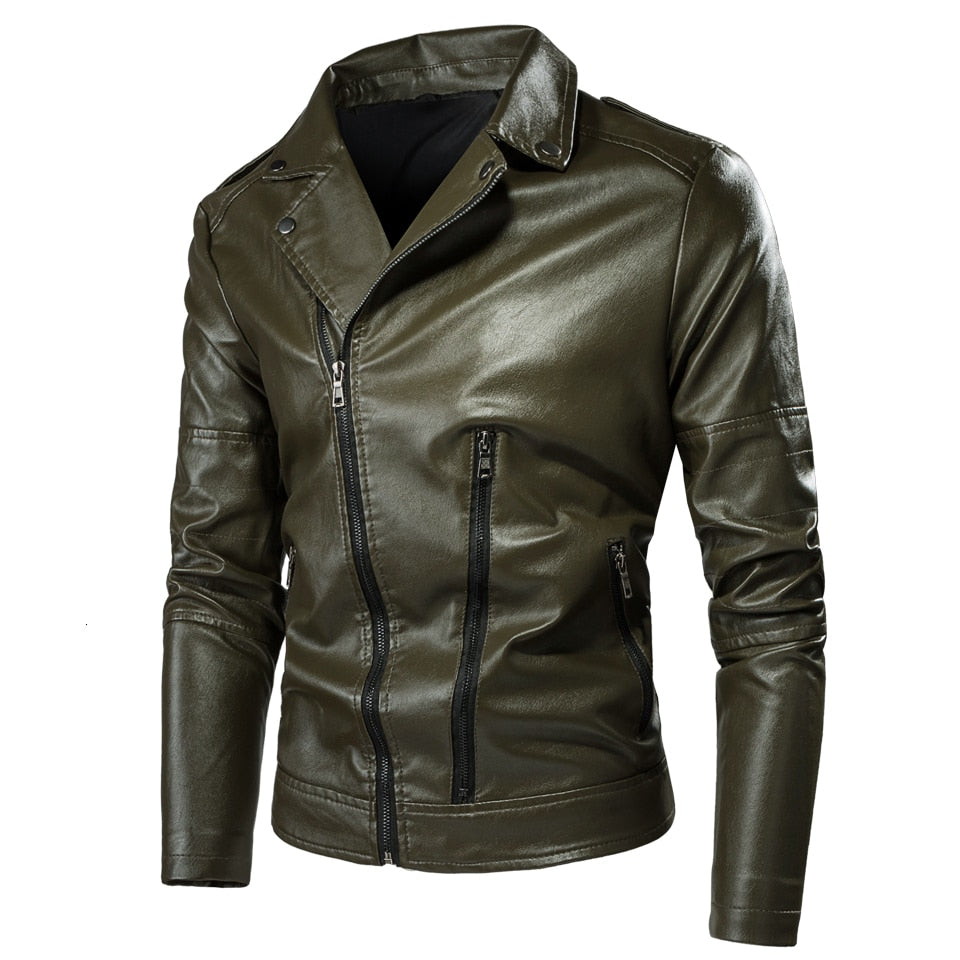 Chaqueta de cuero estilo motociclista