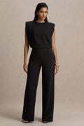Tiff | Mono negro de cuello alto con detalle drapeado