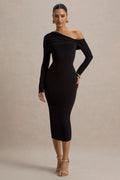 Cleo | Vestido midi negro ajustado